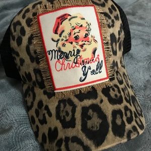 NWT Leopard print Christmas ball cap